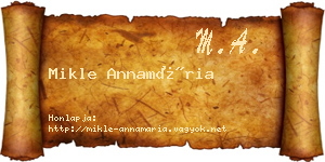 Mikle Annamária névjegykártya